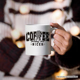 Coffee Makes Me Nicer Personalized Mug, Retro Caffeine Lovers Gift with Custom Name