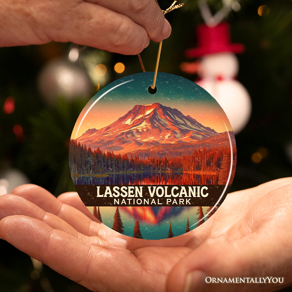 Lassen Volcanic National Park Ornament, California Fiery Peak Reflection Christmas Gift and Wilderness Keepsake
