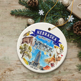 Artistic Nebraska State Themes and Landmarks Christmas Ornament
