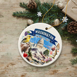 Artistic Washington State Themes and Landmarks Christmas Ornament