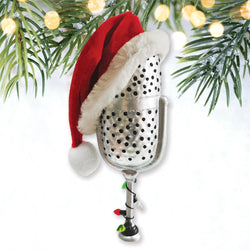 (Pre-Order) Christmas Themed Microphone Glass Ornament, Music Themed Gift for Musicians