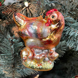 (Pre-Order) Chicken and Baby Chicks Glass Ornament