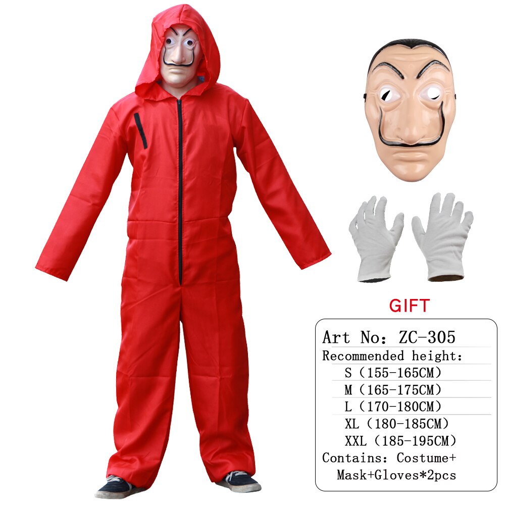 Halloween Hooded Money Heist Party Costume