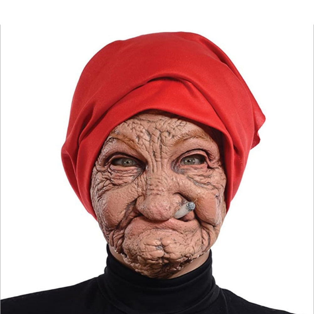 Halloween Smoking Old Grandmother Mask