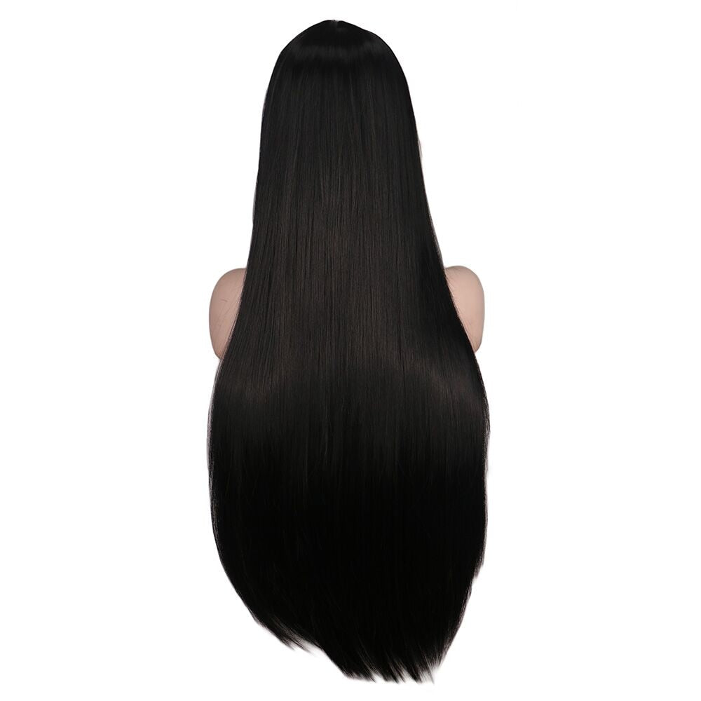 Long Black Morticia Addams Cosplay Wig