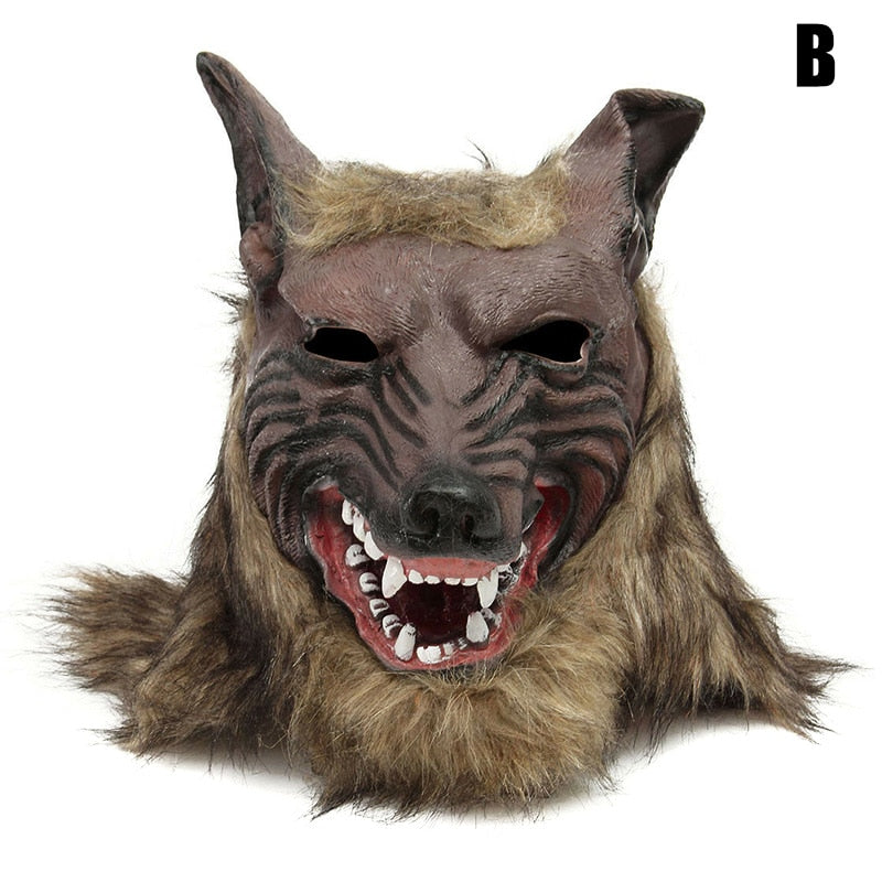 Halloween Latex Rubber Wolf Head Hair