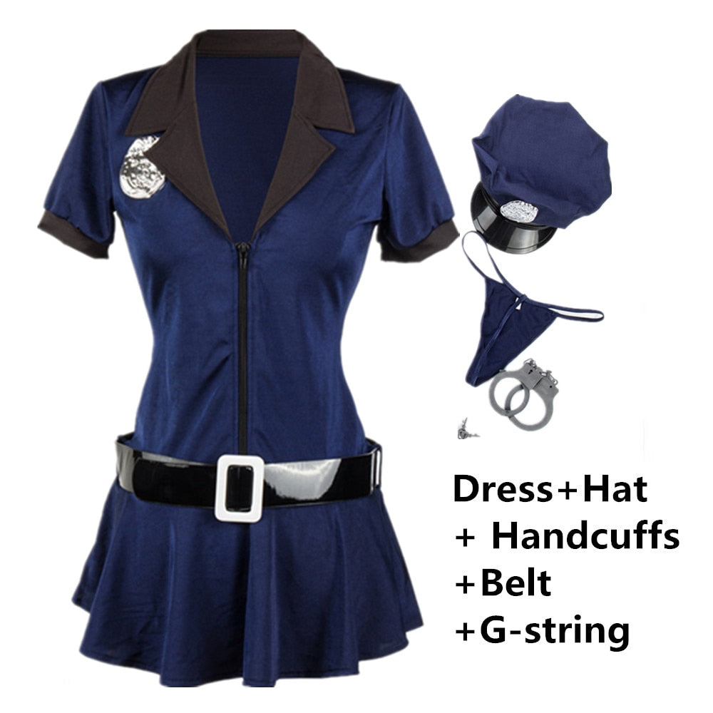 Black Blue Sexy Cop Outfit For Women