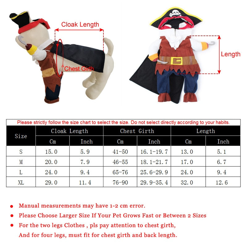 Funny Halloween Pet Dog Pirate Costumes