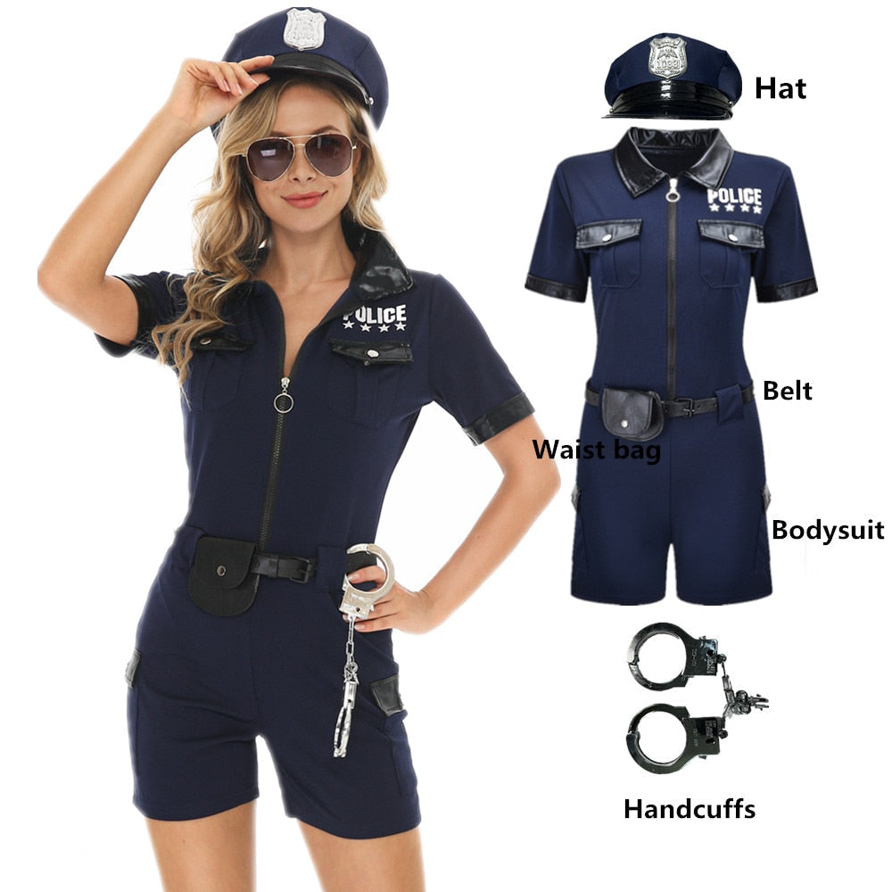 Black Blue Sexy Cop Outfit For Women
