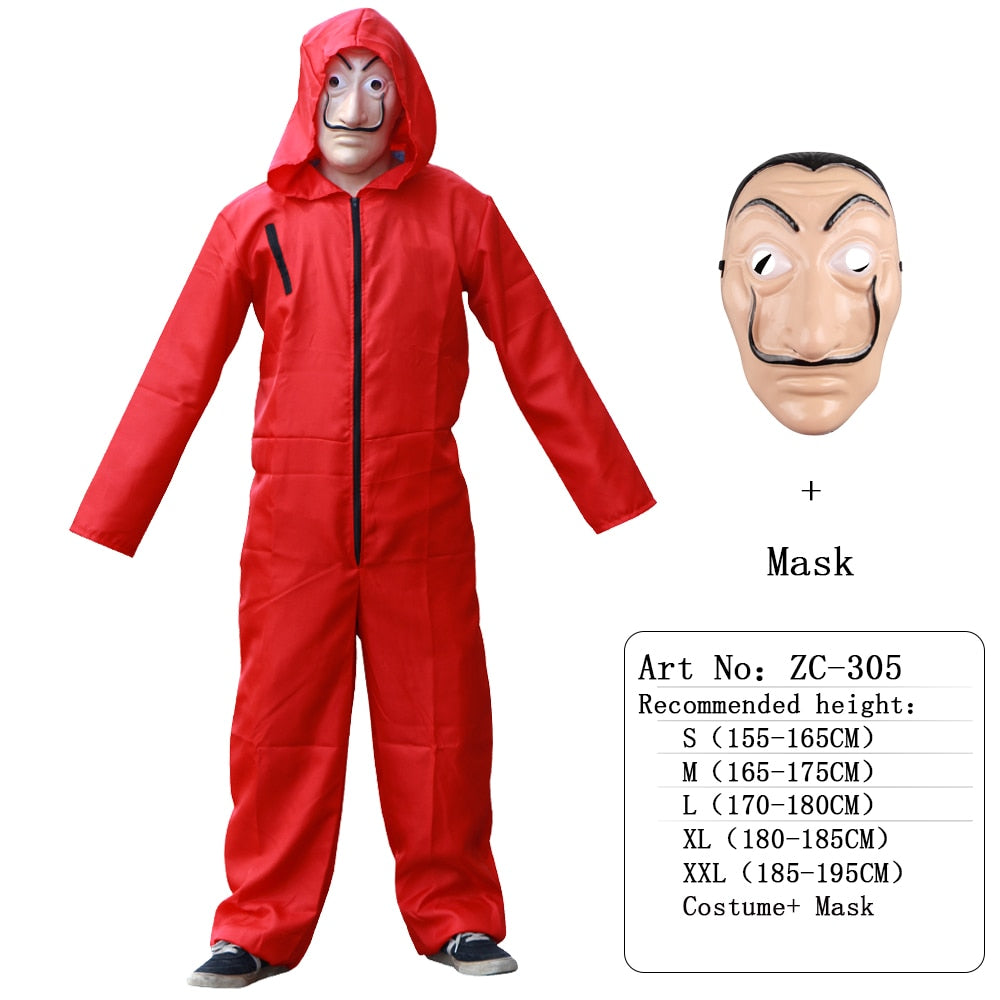 Halloween Hooded Money Heist Party Costume