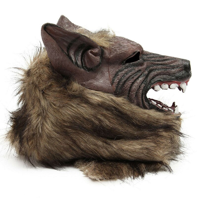 Halloween Latex Rubber Wolf Head Hair