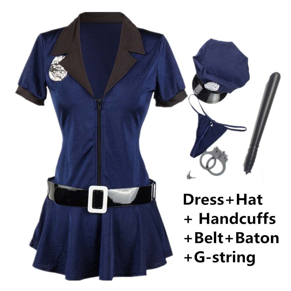 Black Blue Sexy Cop Outfit For Women