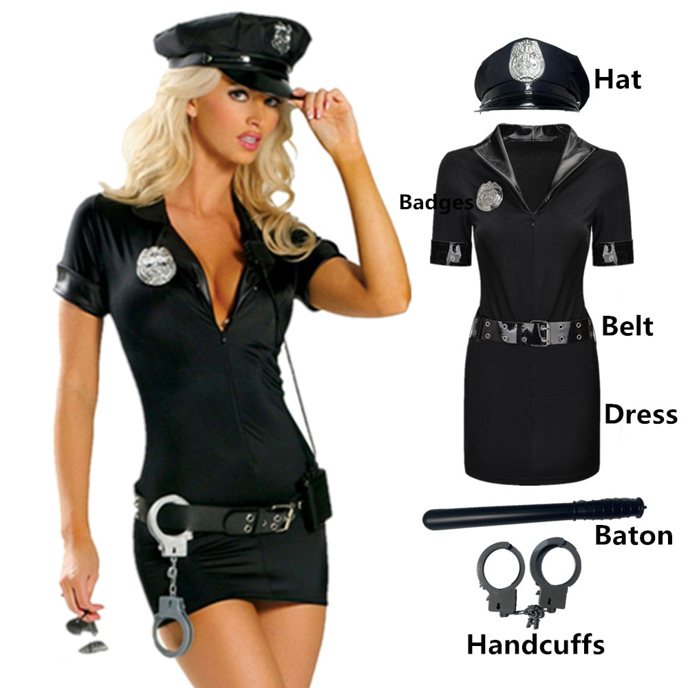 Black Blue Sexy Cop Outfit For Women