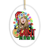 Iconic Miss Saint Nick Bohemian Christmas Ornament, Poetic Guitarist Feminine Rock Theme