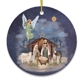 Jesus and Mary Nativity Night Art Illustration Christmas Ornament