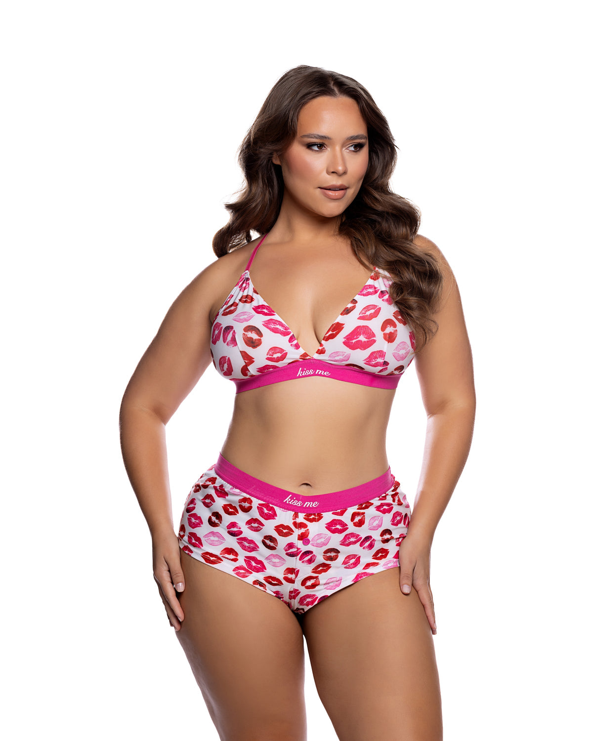 Sweet Smooch Lipstick Kiss Print Modal Bralette & Shorts Lounge Set