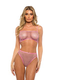 Think Pink Rhinestone Tube 2-Piece Short Set