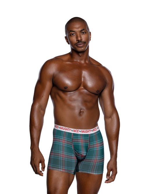 Naughty & Nice Men's Plaid Modal Boxer Briefs - Christmas Gift