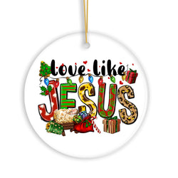 Love like Jesus Playful Christmas Plaid Religious Ornament