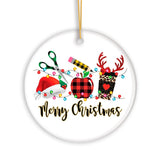 Merry Christmas Plaid Teacher Ornament, School Professional Gift