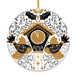 Nordic Style Cuckoo Clock with Birds Christmas Ornament