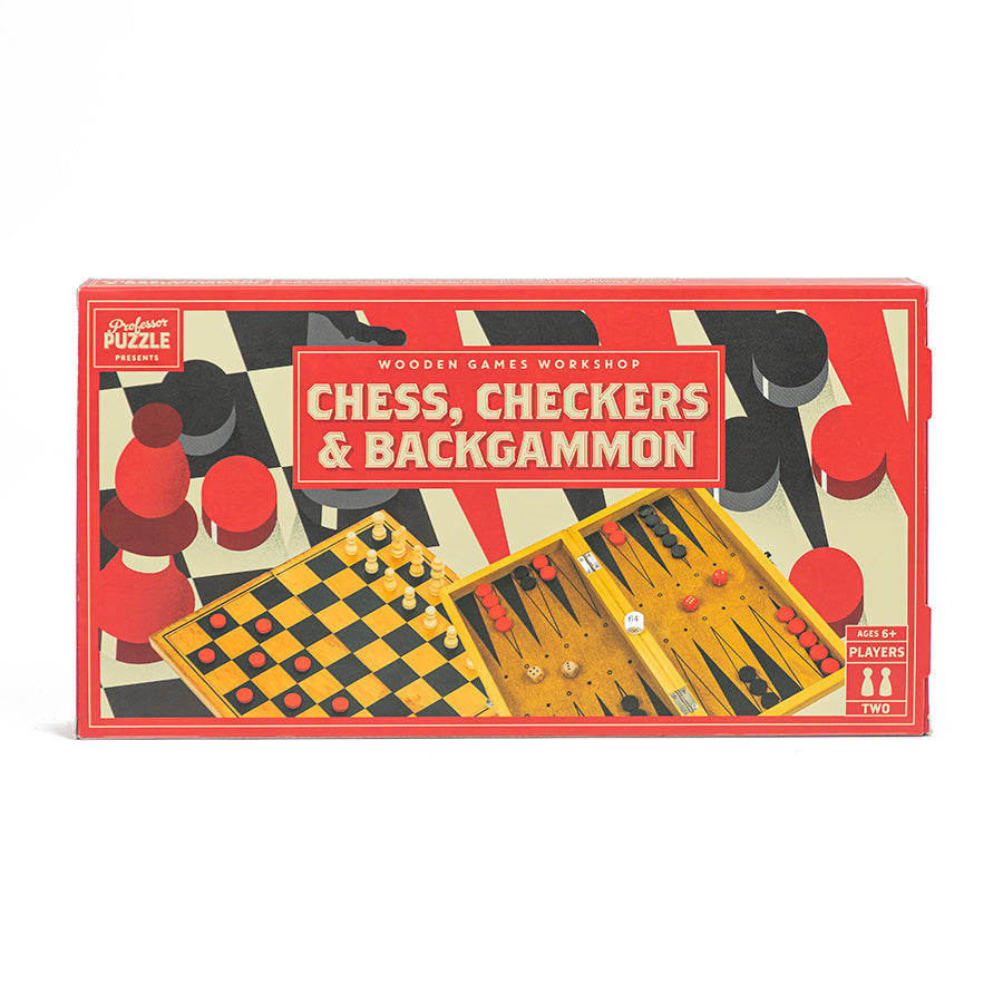 Professor Puzzle: Wooden Games Workshop - Chess, Checkers & Backgammon