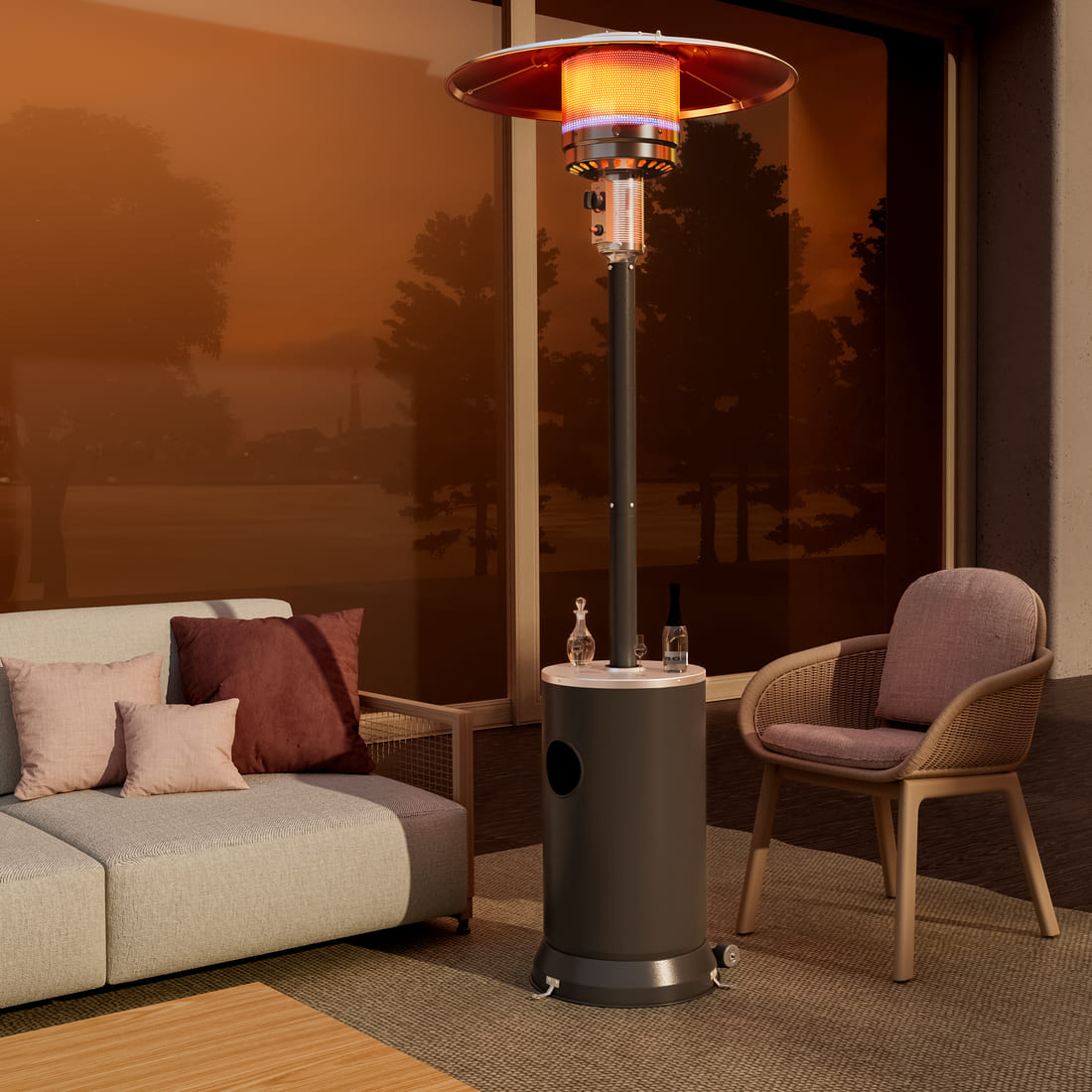Pyra Propane Patio Heater with Table, 48,000 BTU, CSA Certified