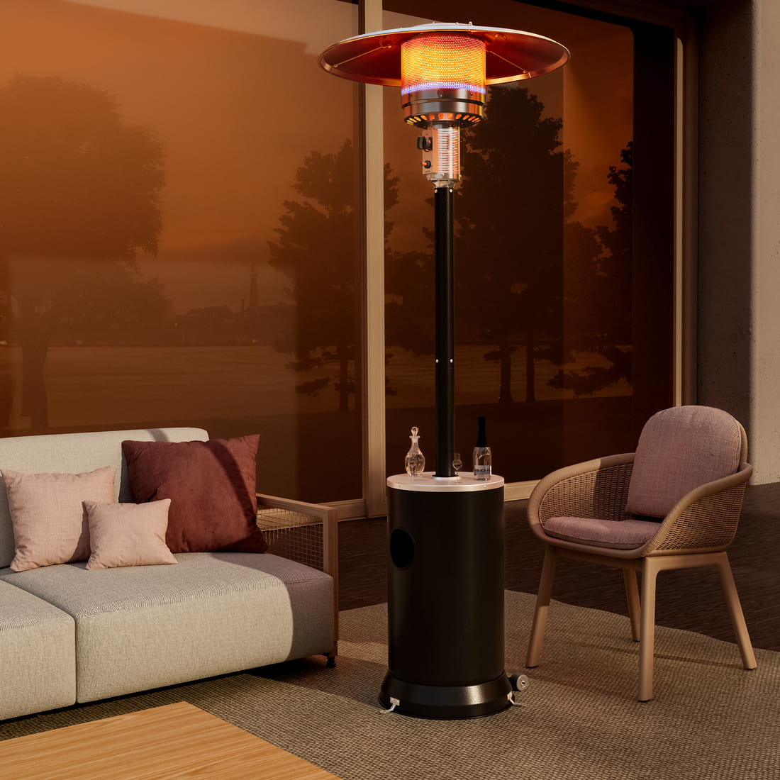 Pyra Propane Patio Heater with Table, 48,000 BTU, CSA Certified