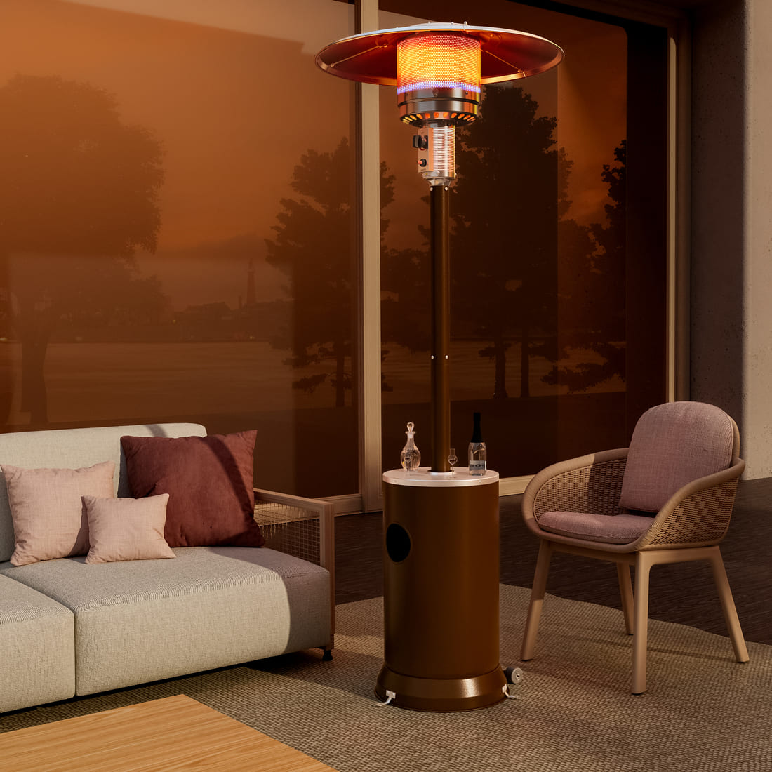 Pyra Propane Patio Heater with Table, 48,000 BTU, CSA Certified
