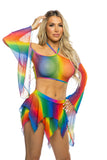 Rainbow Mesh Flow Skirt