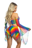 Rainbow Mesh Flow Skirt
