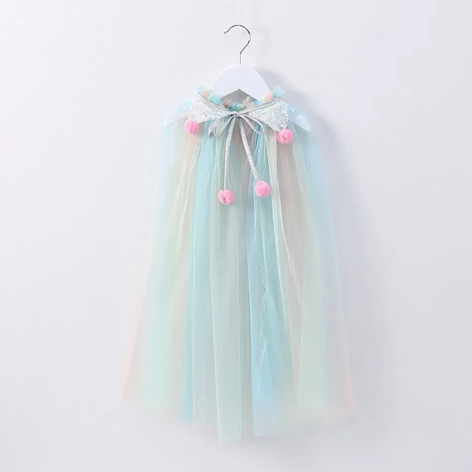 Summer Girl Princess Party Accessories Cloak Snow Queen Elsa Anna Costume