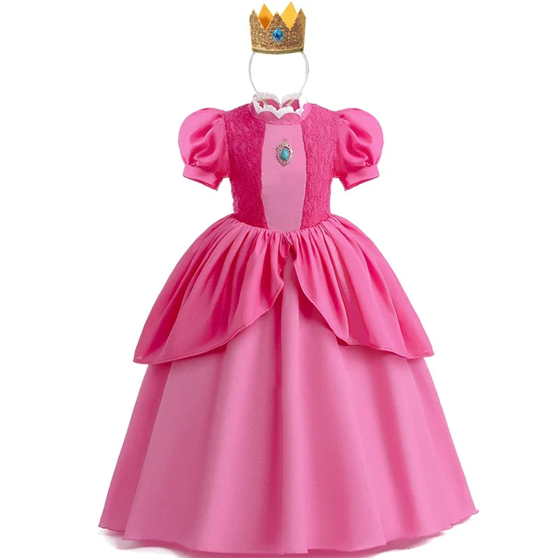 New Baby Girls Queen Peach Princess Dress Kids Cosplay Costume