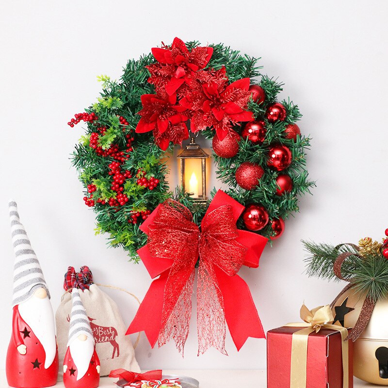 Elegant Red Christmas Wreath Champagne Gold Christmas Wreath Window Door Wall Ornament Decorations Home Halloween Decor Gifts