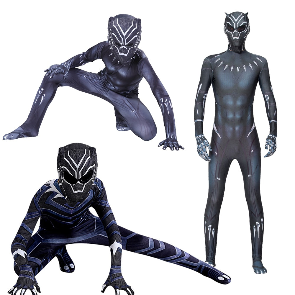 Black Panther Attacked Mask Adult Kids Jumpsuits