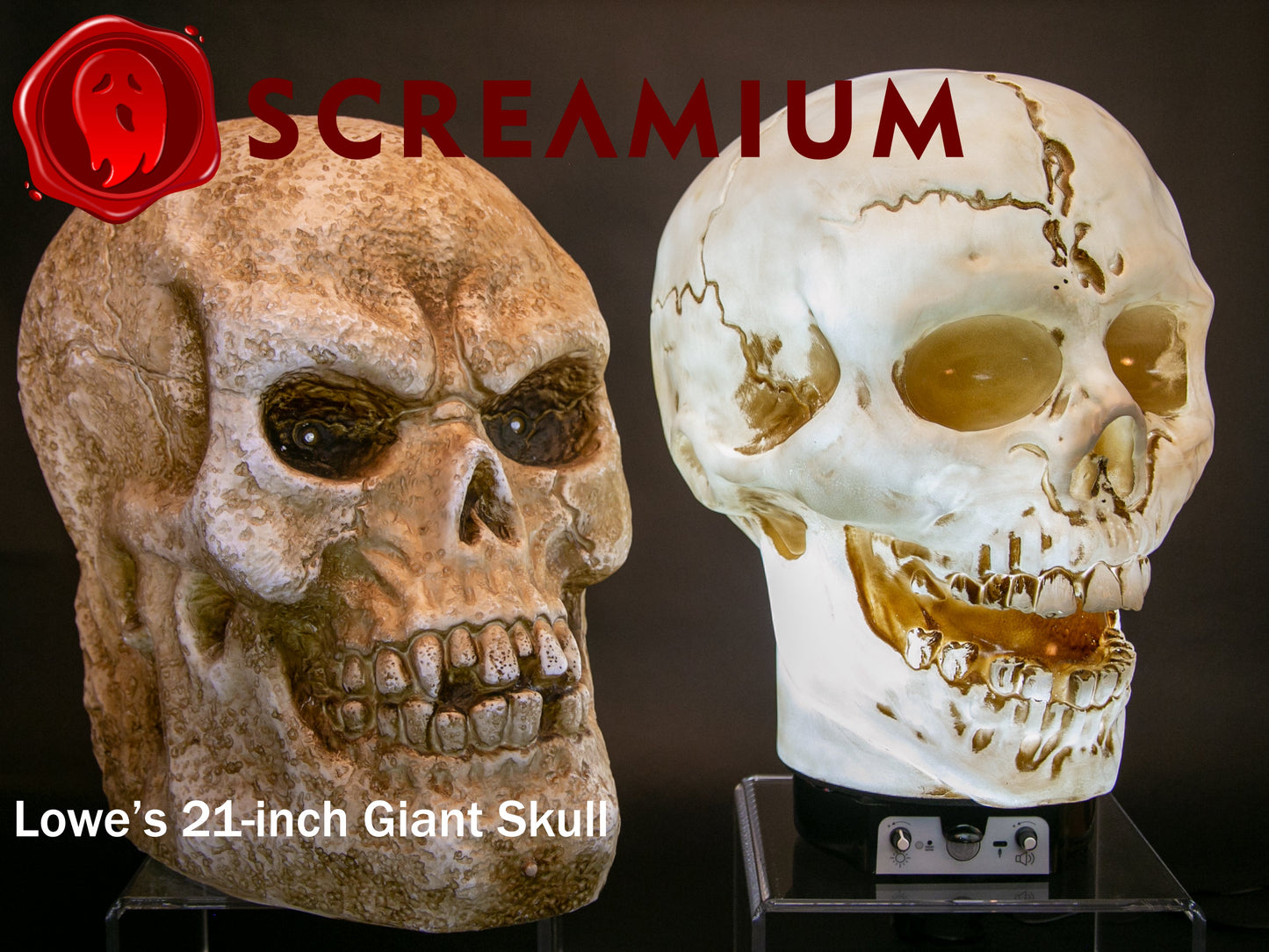 Giant Skull Animatronic Lamp Prop 20-Inch-Tall Heavy Duty Polyresin Halloween Decoration