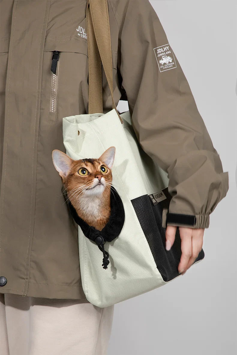 Anniepaw Portable Cat Carrier with Folding Silicone Bowls Travel Handbag