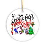 Santa’s Favorite Hairstylist Christmas Ornament, Hairdresser Appreciation Gift Idea