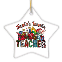Santa’s Favorite Teacher Fun Holiday Christmas Ornament