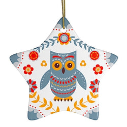 Scandinavian Owl Ornament, Ethnic Folk Boho Decoration, Mexican Style