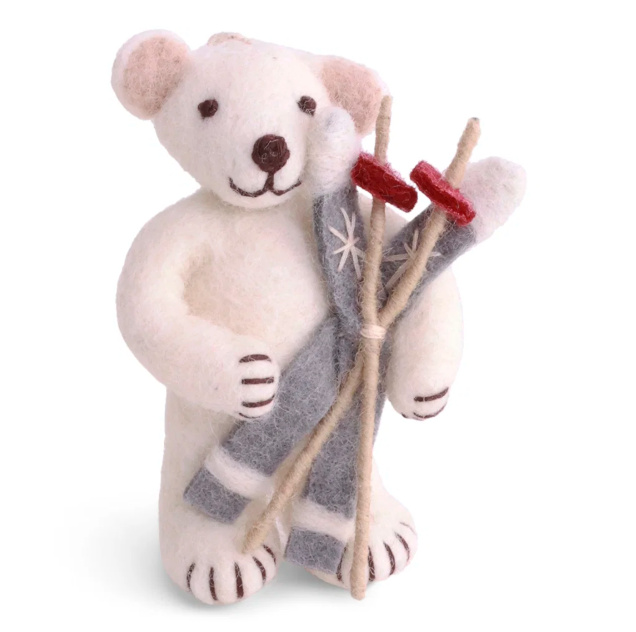 Christmas Figurine - Polar Bear with Skis