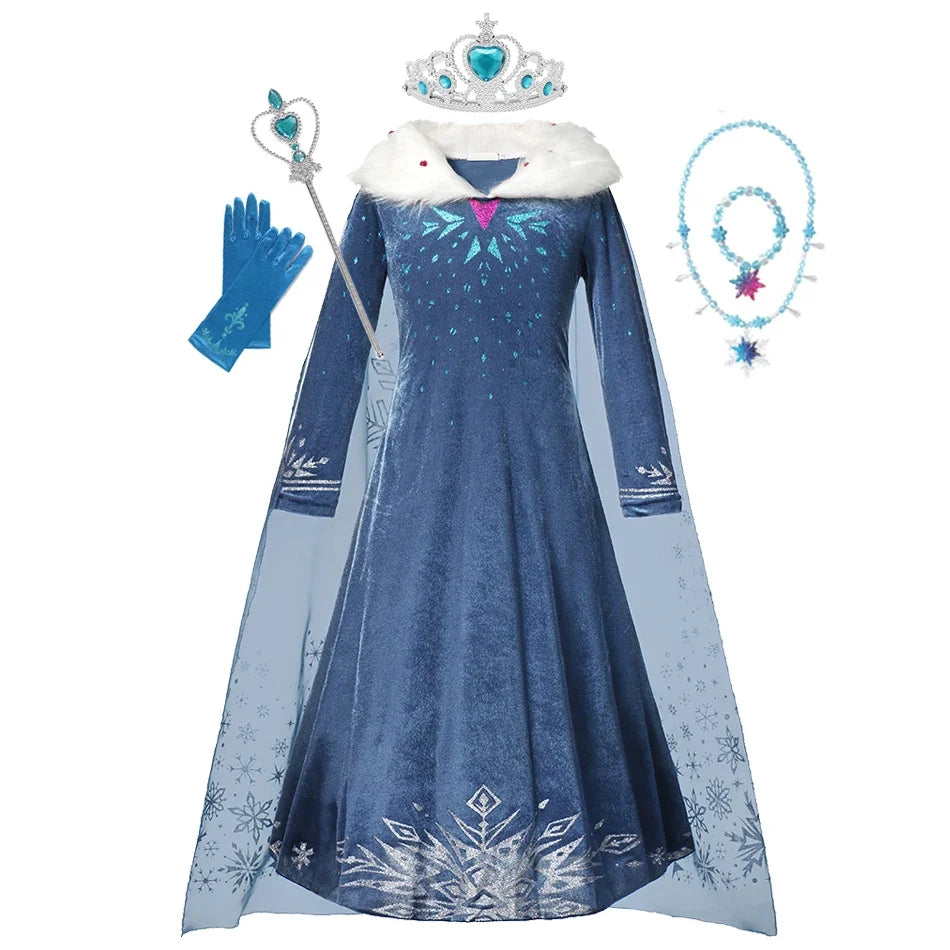 Disney Frozen Princess Elsa Dress Girl Cosplay Costume
