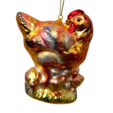(Pre-Order) Chicken and Baby Chicks Glass Ornament