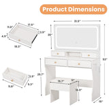Pamapic 31.5" Vanity Desk with Hidden Storage Stool & 4 Drawers