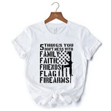 5 Things You Don’t Mess With Dad T-Shirt, Black and White Patriotic Father Tee with Bold Statement