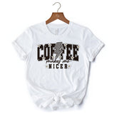 Coffee Makes Me Nicer Retro T-Shirt, Trendy White and Natural Tee for Stylish Women and Caffeine Lovers