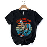 Doing Dad Stuff Skeleton T-Shirt, White and Black Funny Retro Tee for Bold Fathers