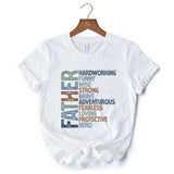Father Definition T-Shirt, White and Natural Inspirational Tee for Hero Dad