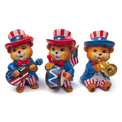 Liberty Bears Patriotic Figurine Set of 3, 4" Independence Day Statue Decor