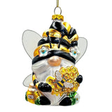 (Pre-Order) Sparkling Bee Gnome Glass Christmas Ornament, Bumblebee Themed Holiday Decor